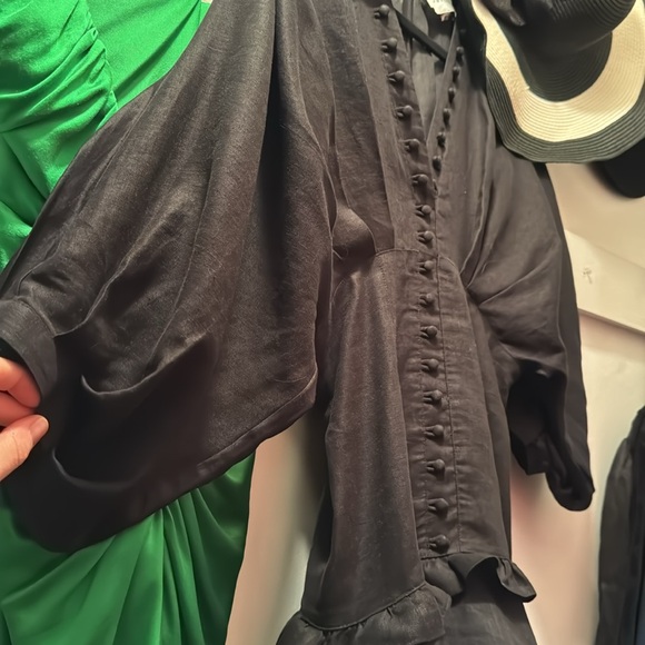 Joslin Elizabeth Linen Mini Ramie Dress Black 8 - Picture 5 of 5